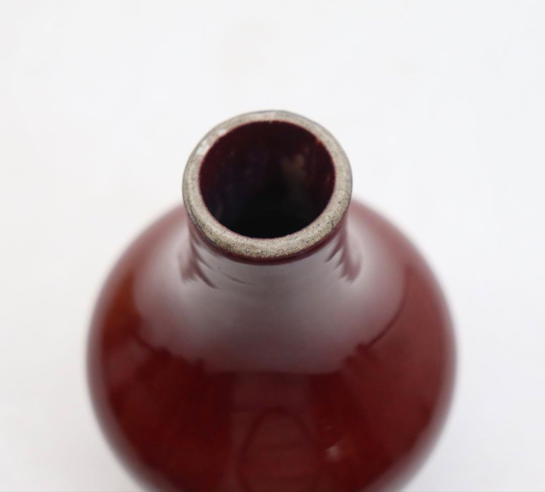 中国 清時代中期 窯変紅釉瓶 アンティーク 木箱入 送料込み251208