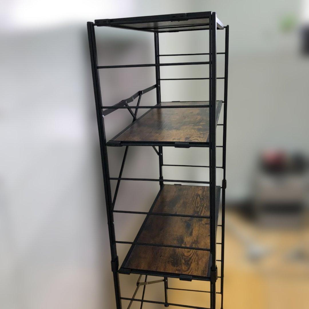 スチールラック 木目調 5段 インダストリアル オープンラック 112933-5