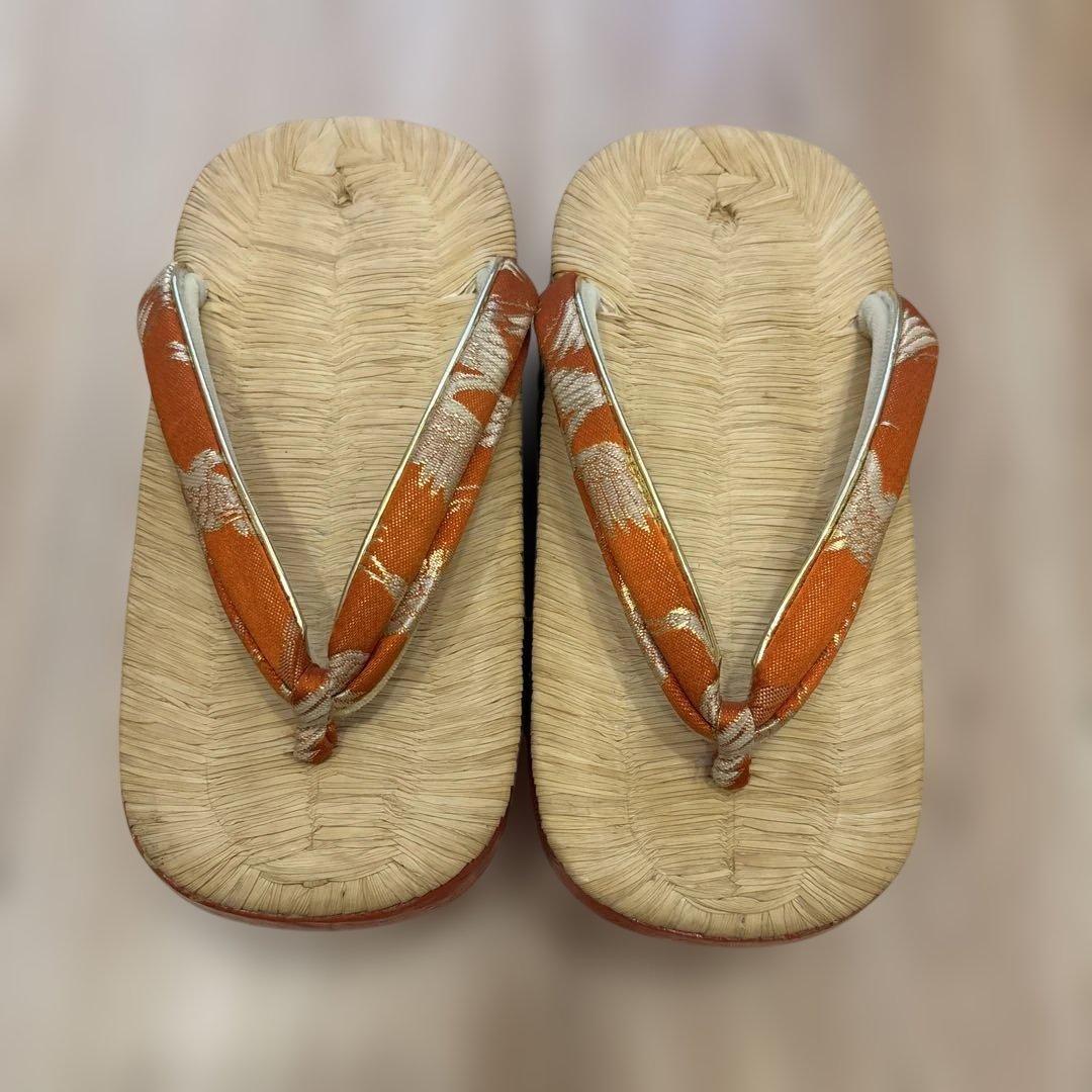 七五三 7歳 ぽっくり下駄 オレンジ系