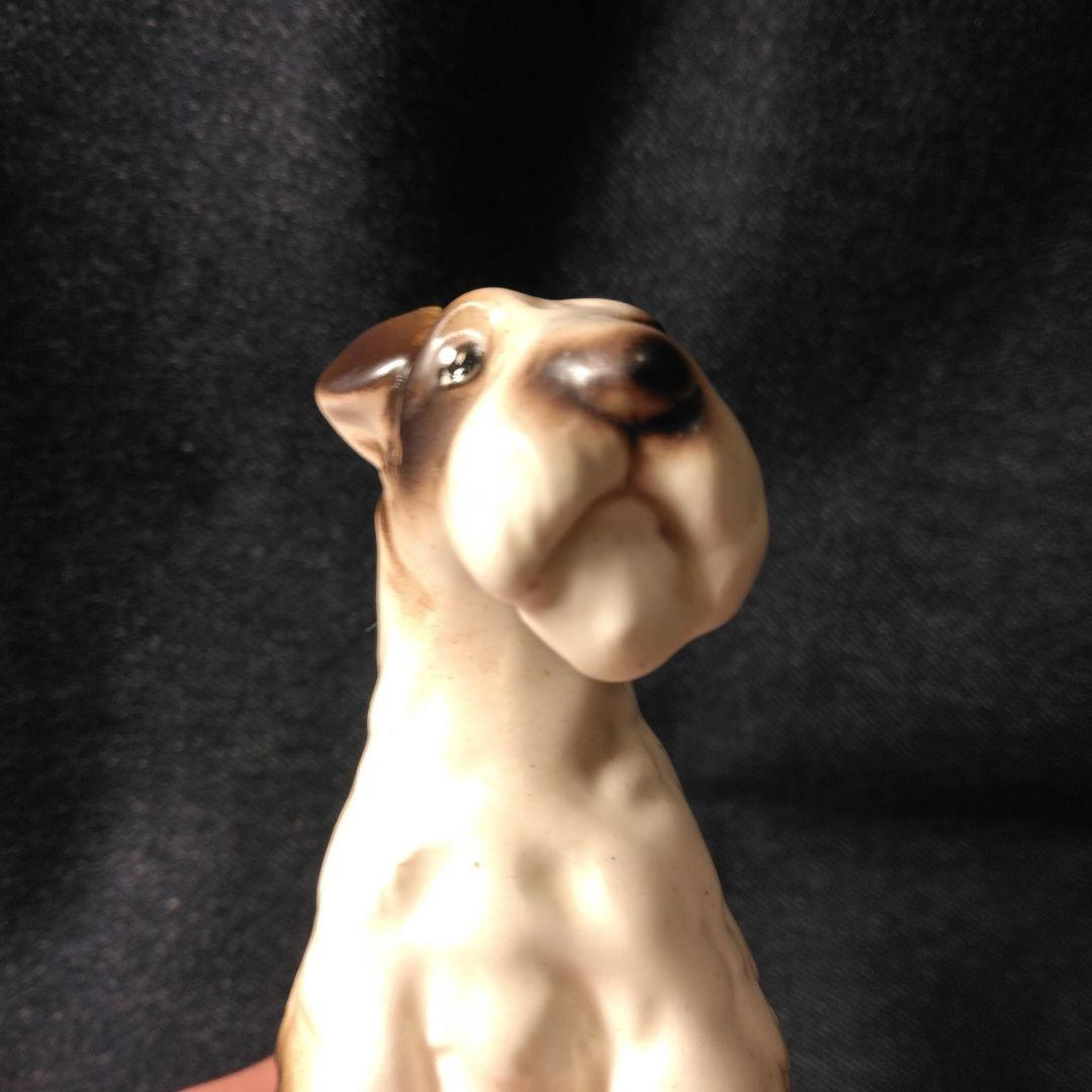 昭和レトロ リード 陶器製犬の置物ノベルティ シユナウザー 当時物