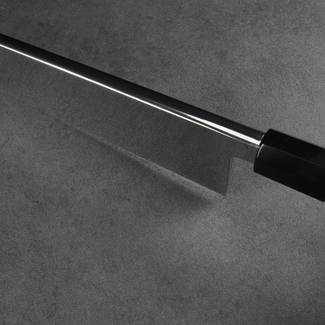 7270 梵静刃物 究極の出刃包丁 尺 刺身包丁 黒檀黒水牛角一本銀巻八角