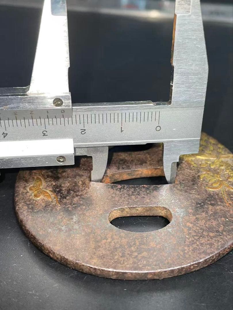 サンデイー様専用 送料無料 江戸時代 金象嵌 蝶々花文鍔 刀剣美術