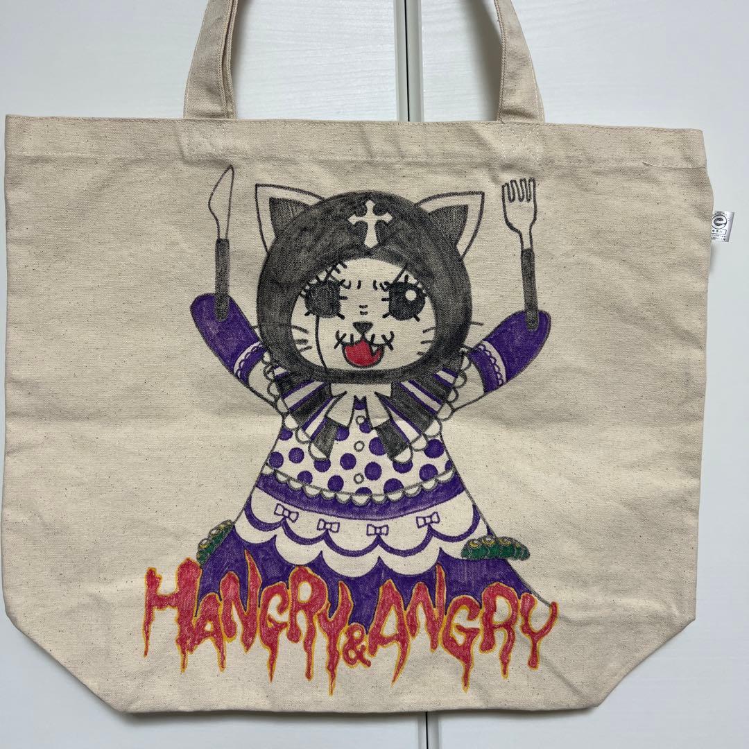アングリー　ちゃん　ラクガキトートバッグ 🎨 【ART TOTE BAG】 ぱっと目を引くカラフルなアートが楽しい、大きめ