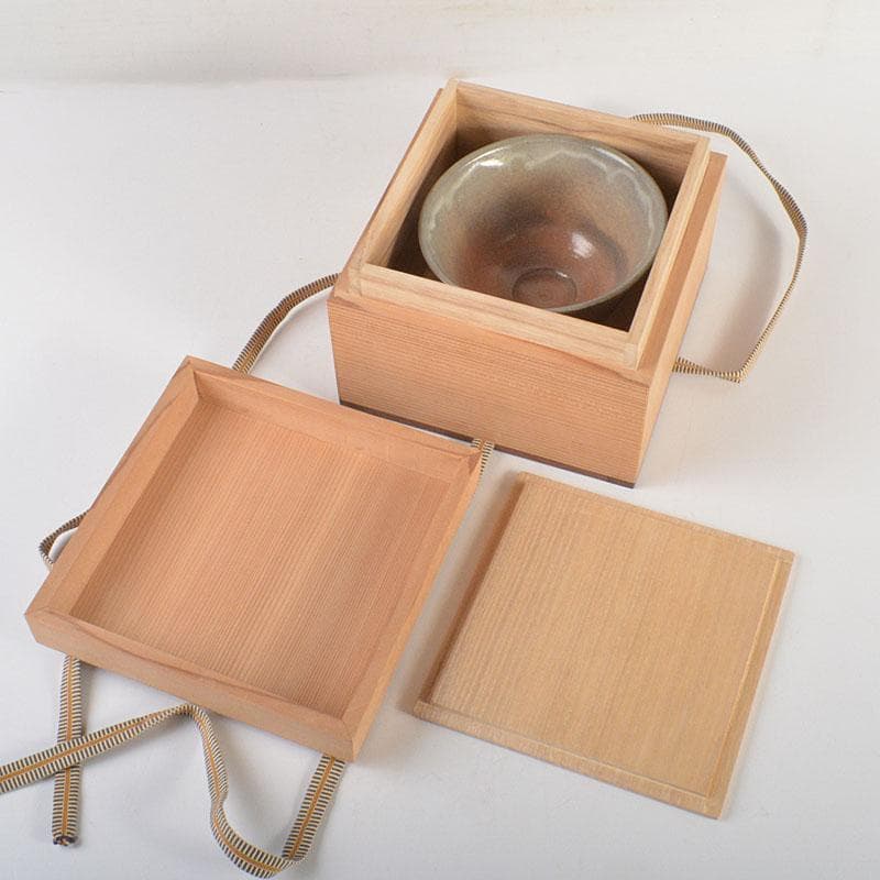 茶道具 信州岩井堂焼 古賀無量作 粉吹茶碗 蓋二重箱 共箱 C 6801