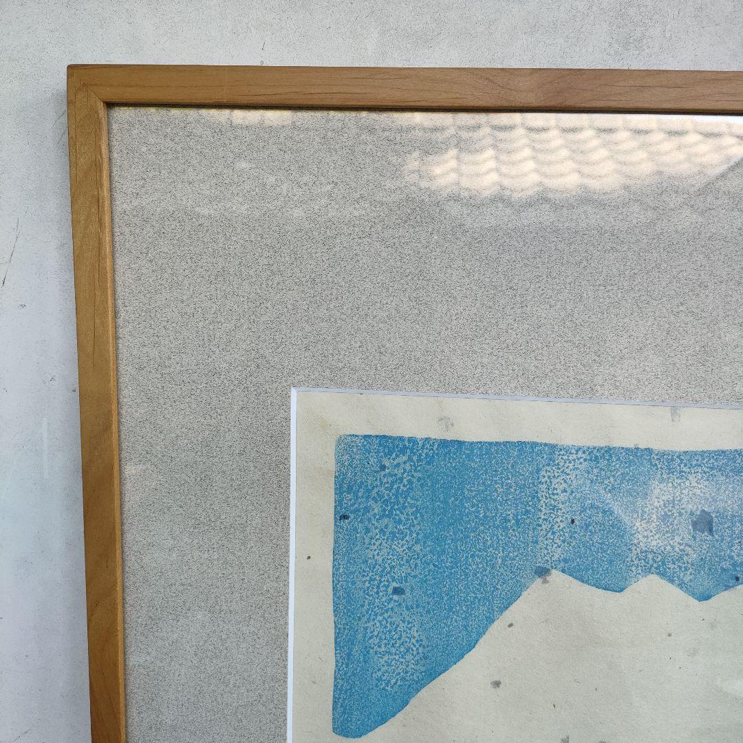 秋山厳 木版画 さくらまんかい直筆サイン入り1991年 額装 52.5×41cm