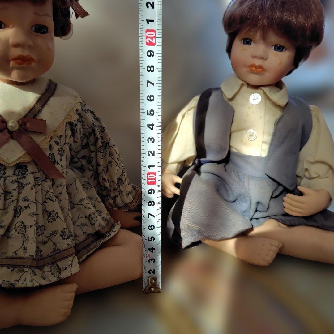 ビスクドール　怪我をした女の子　男の子　泣いている2人