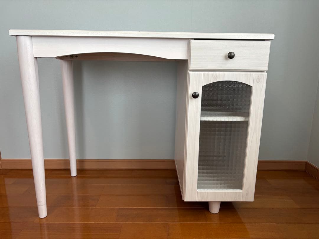 ホワイト木製デスク 引き出し付き BTM パソコンデスク 引き出し付き 木製 収納付 座デスク ワークデスク