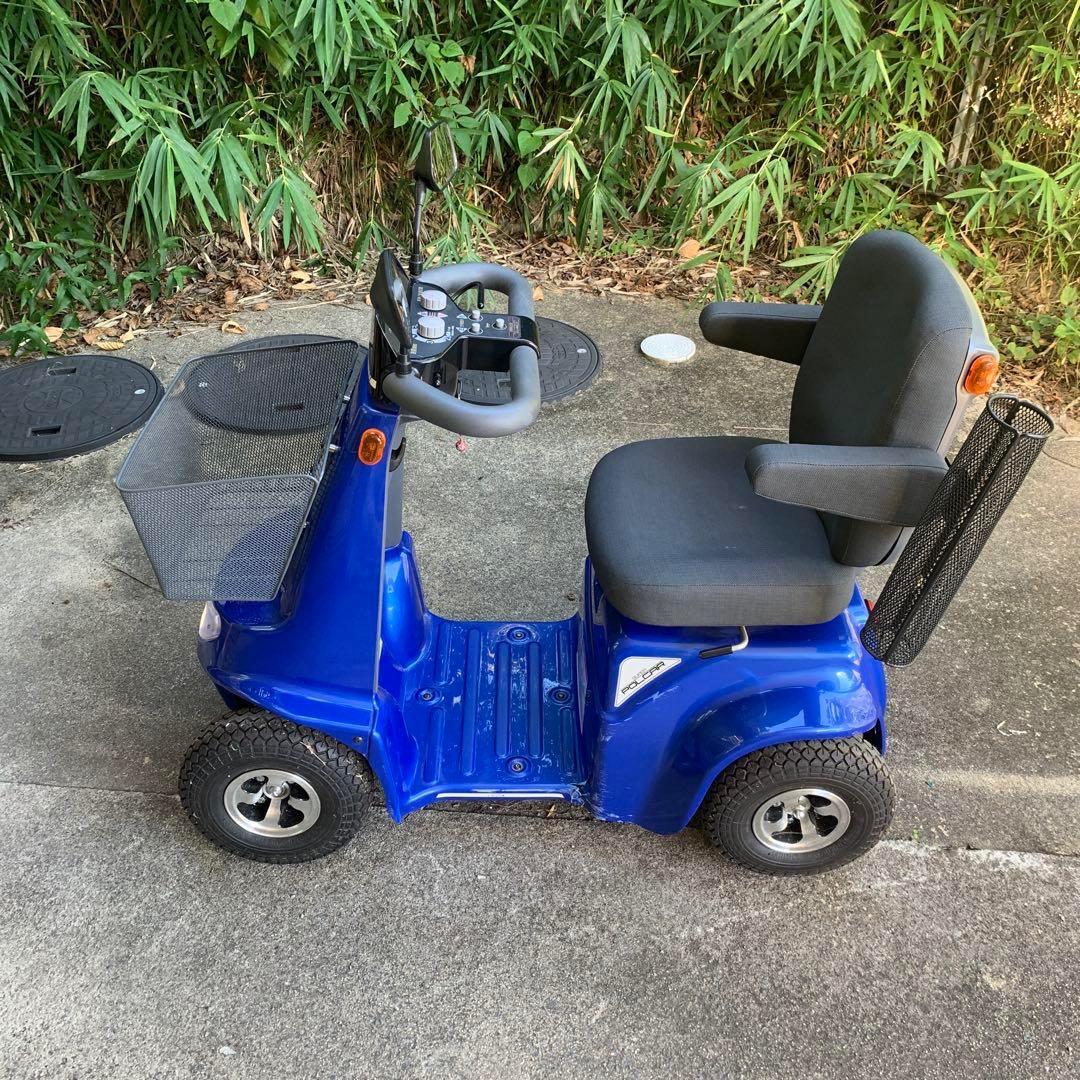 ☆動作良好FUKUSHIN SPX-1500 電動車椅子 青 介助用車椅子KS70－4043 背折れ式・介助ブレーキ付・肘掛け