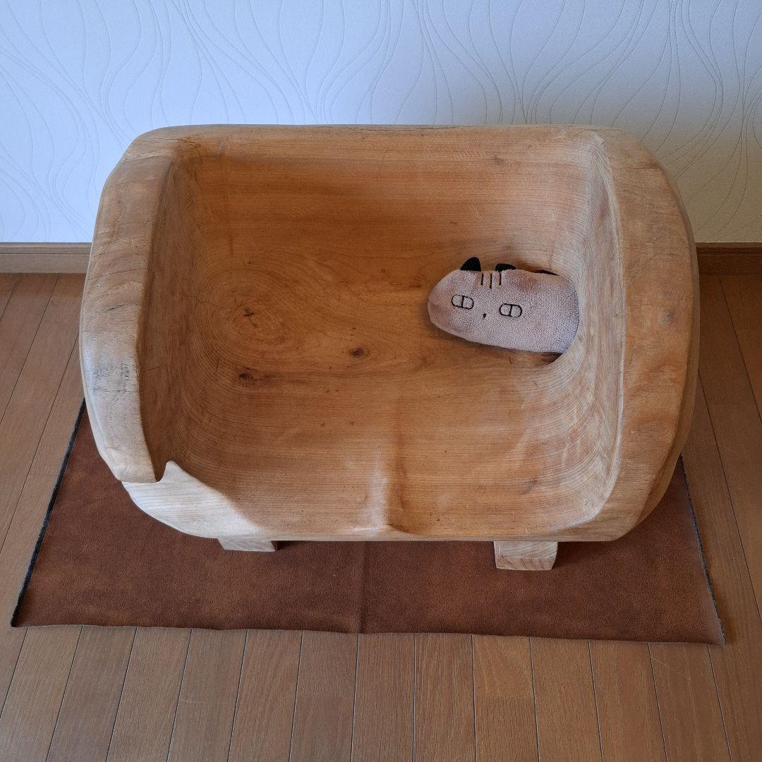 椅子 楠の木 オブジェ 工芸品楠の枯木 一人掛け椅子&猫