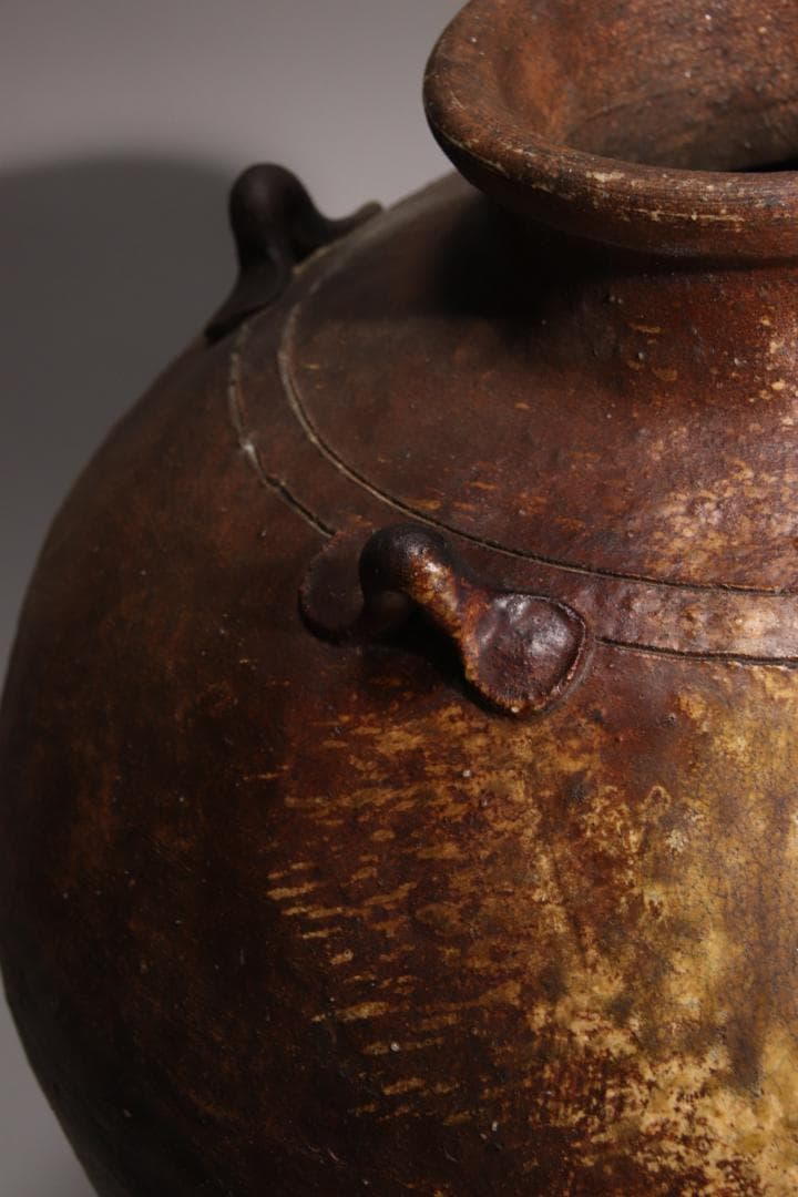 江戸初期 古越前 四耳壷 四耳子 壺 高さ38.5㎝ 花器 花瓶 BE793 - メルカリ