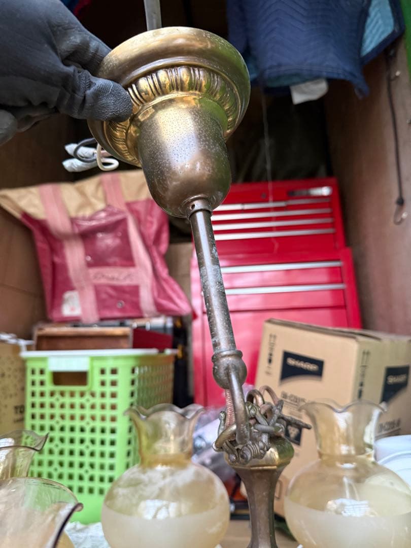 引き取り限定 イタリア製 6灯アンティークシャンデリア 直結工事用