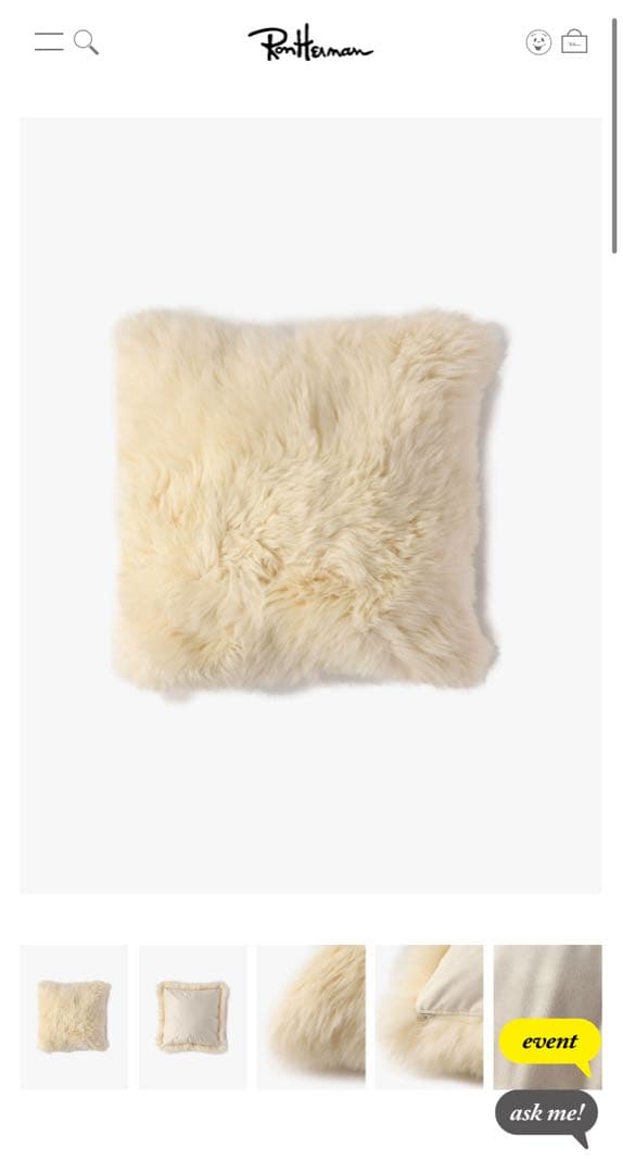 ロンハーマンBowron ムートンクッション クリーム　55cm ムートン クッション｜Bowron(ボーロン)｜Ron Herman