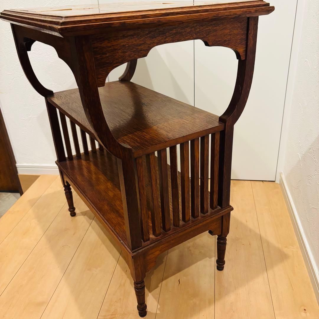 美品 瀬戸焼タイルトップ 戦前アンティークテーブル 大正浪漫 和製家具