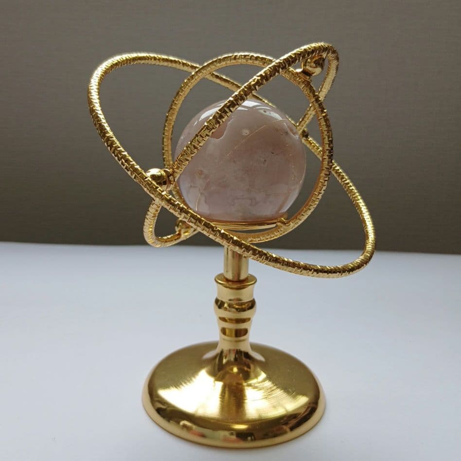 地球儀風 スフィア 台座 天然石 ゴールド スフィアスタンド 置物