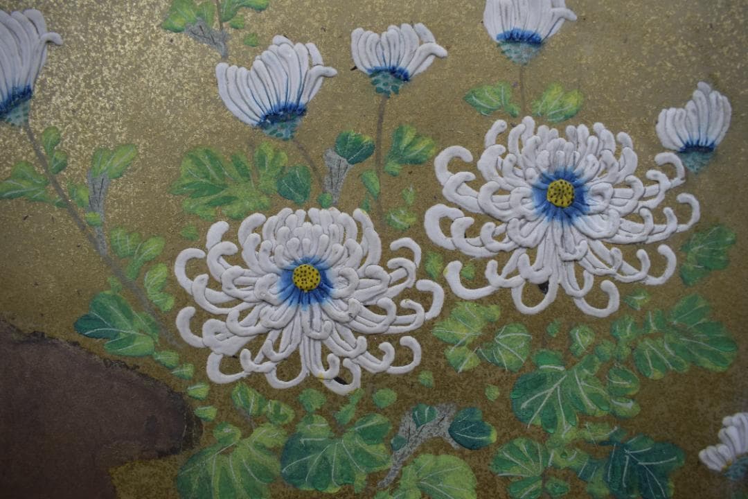 模写】伊藤若冲/菊図/屏風ハガシ/六曲用マクリです/掛軸☆宝船☆