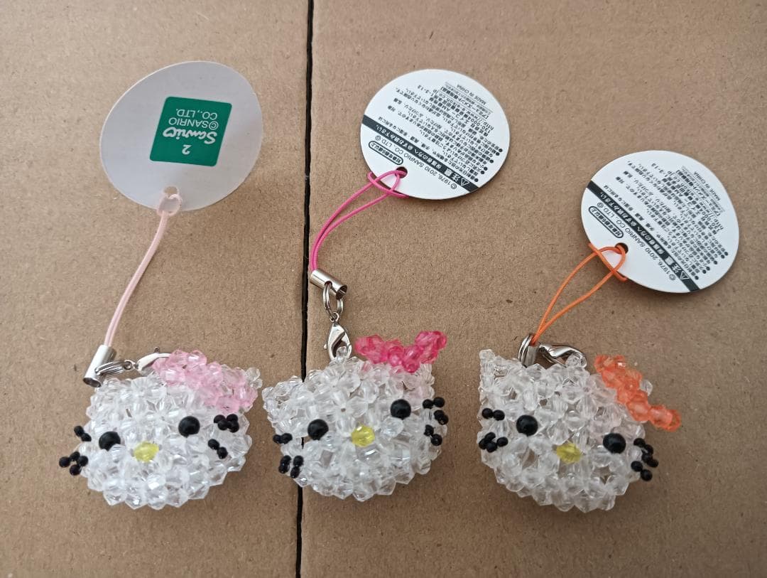 当時物】サンリオ ハローキティ ビーズストラップ 3点セット 平成