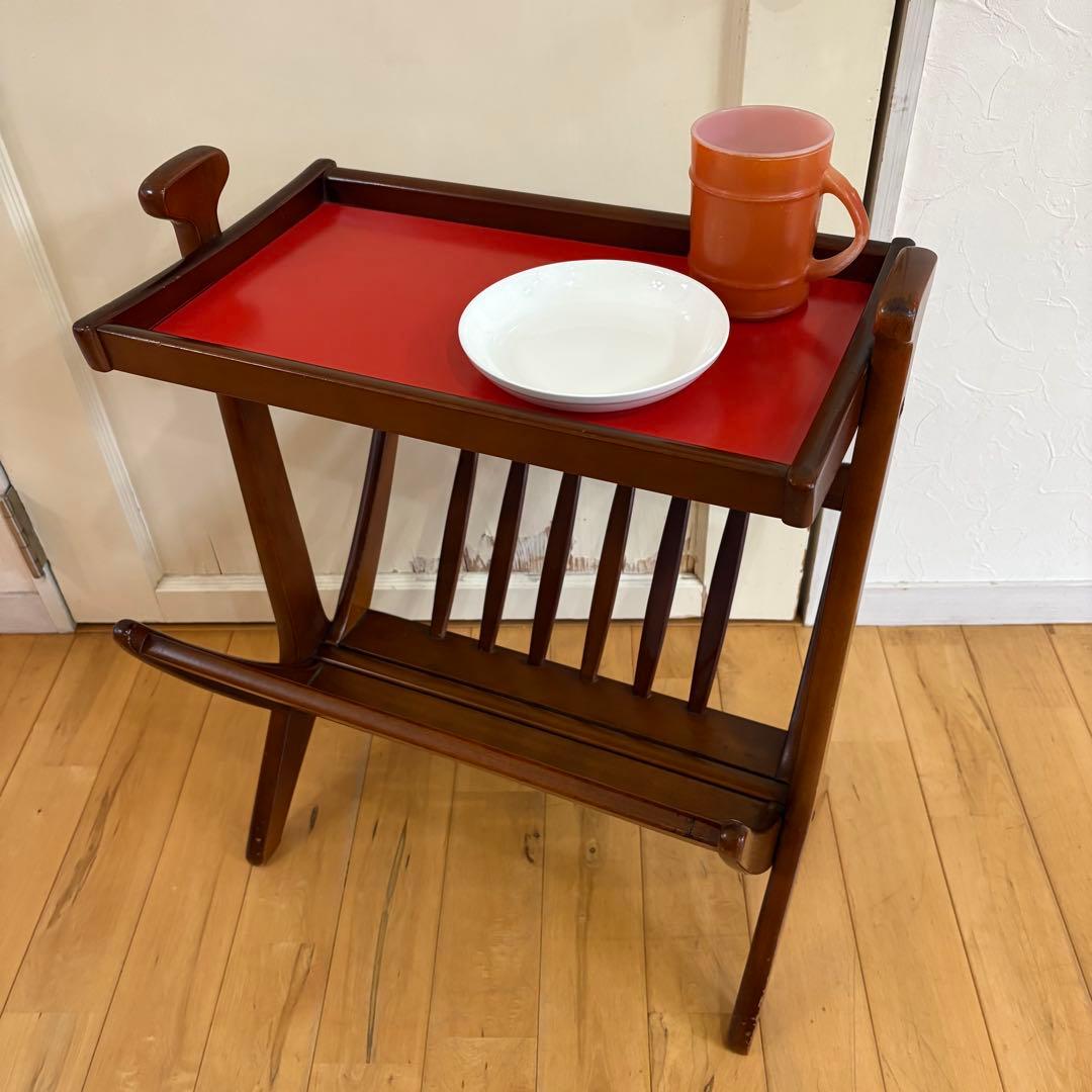 ☆ビンテージ☆折りたたみ　木製　マガジンラック　サイドテーブル　アンティーク 楽天市場】サイドテーブル 木製 マホガニー 無垢材 マガジンラック付き