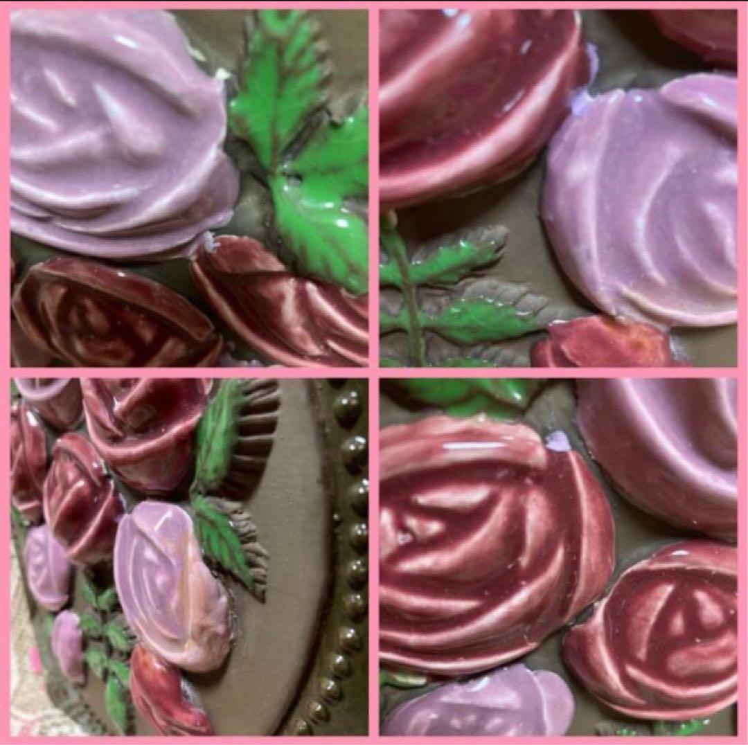 《ヴィンテージ 》ジイガントフタ　スウェーデン【薔薇の陶板】大型　壁飾り