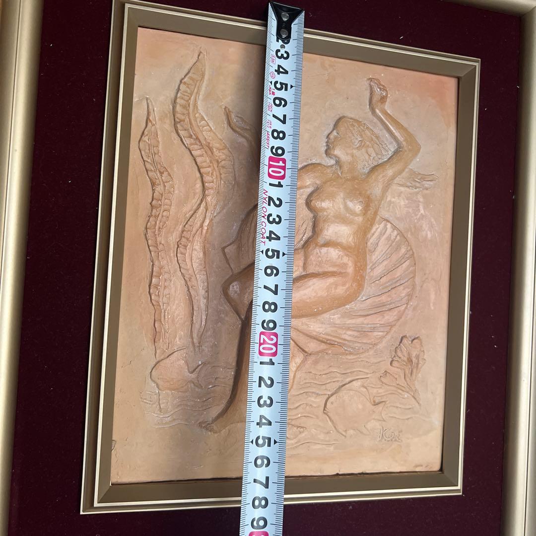 Kei女性像 レリーフアート ゴールドフレーム 陶芸 竹下慶一