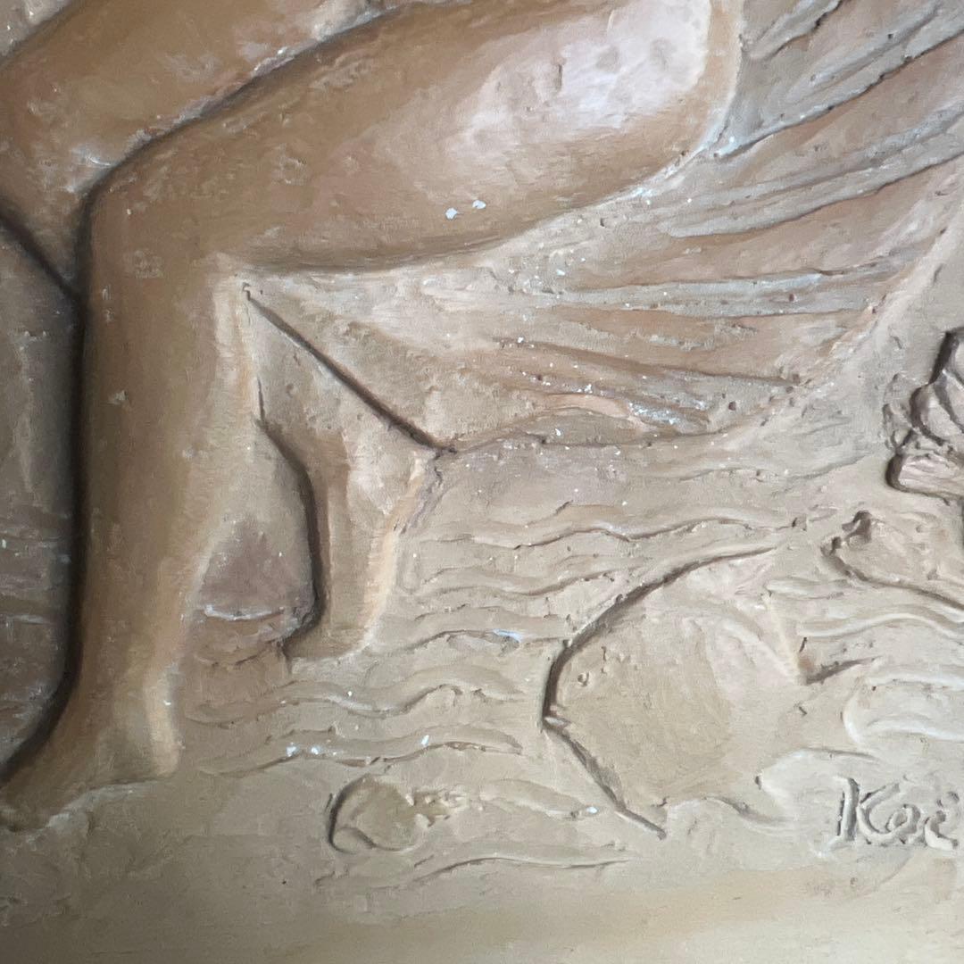 Kei女性像 レリーフアート ゴールドフレーム 陶芸 竹下慶一