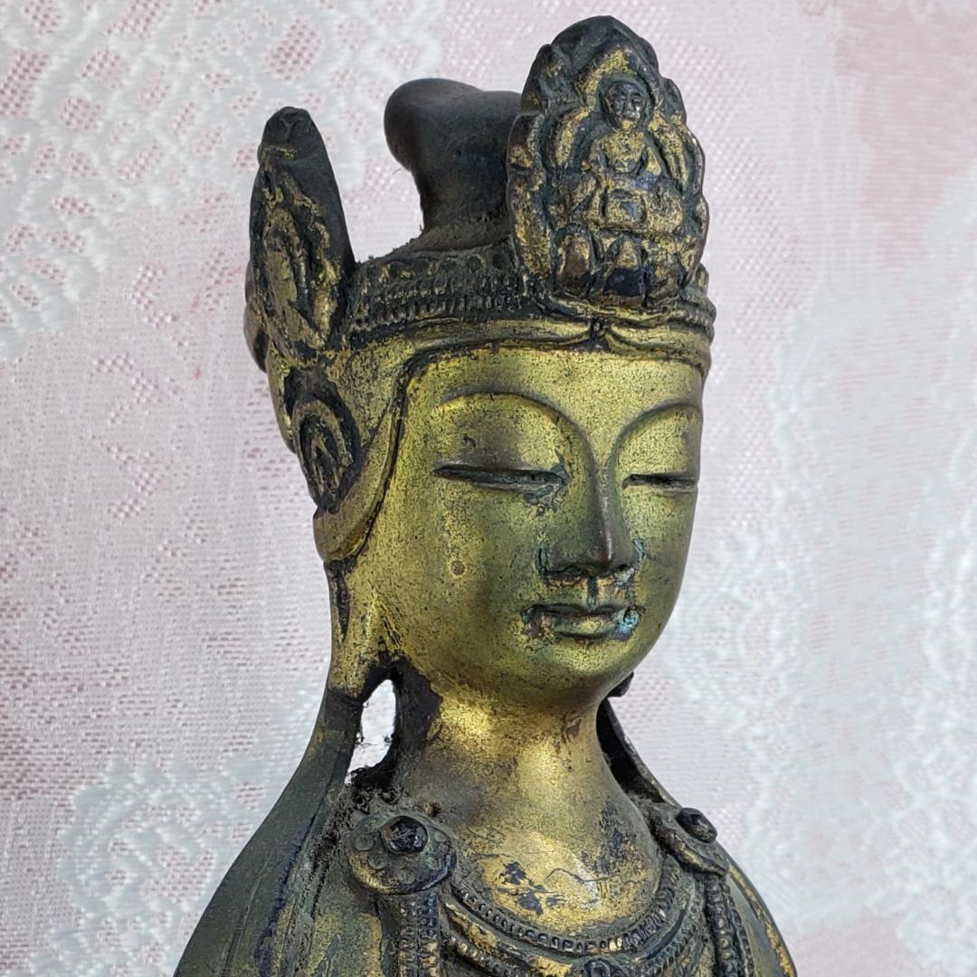 百済仏】◇百済金銅観音菩薩立像 高:37cm 仏像◇検）高麗仏 新羅