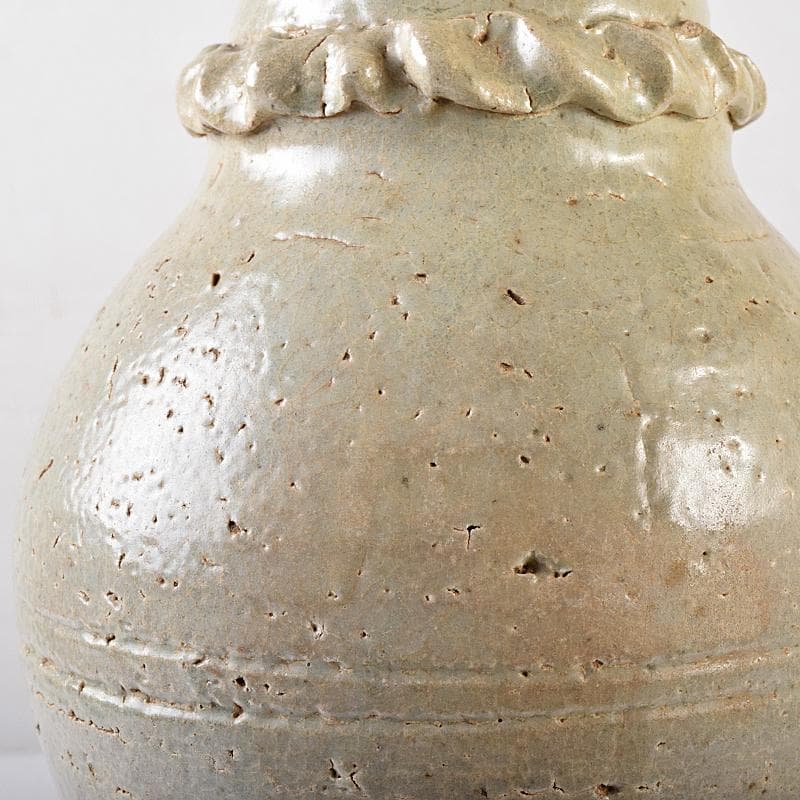 中国 唐時代 越州窯 青磁 虎貼花文 皈依瓶 日月壺 共箱 V R8771B