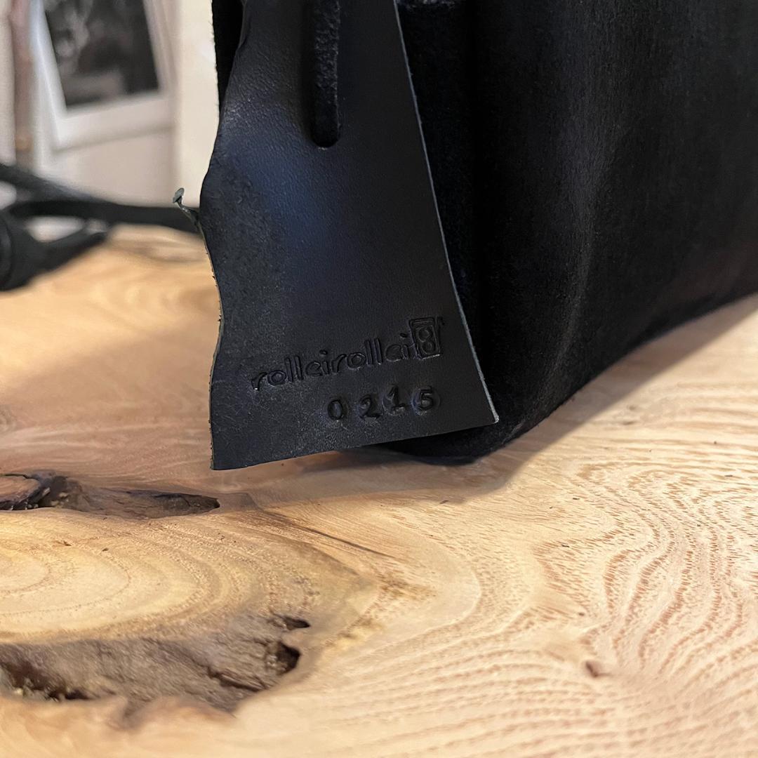 冬コーデポシェット 黒 本革 スエード kudu革 大人雰囲気 一点物 #215