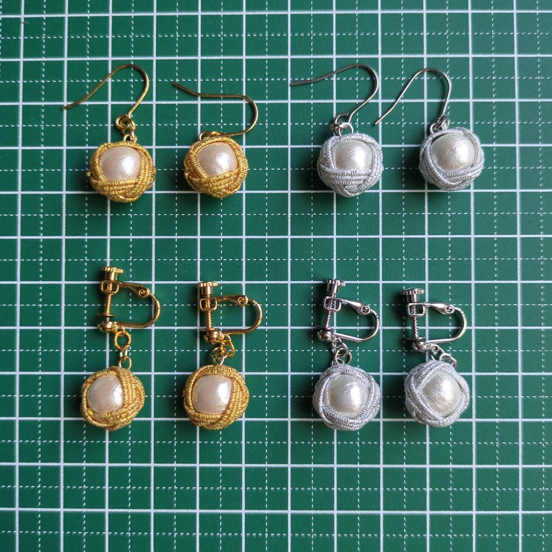 《ゆあ》玉結びの小さな水引ピアス(イヤリング)　ハドメイド水引アクセサリー