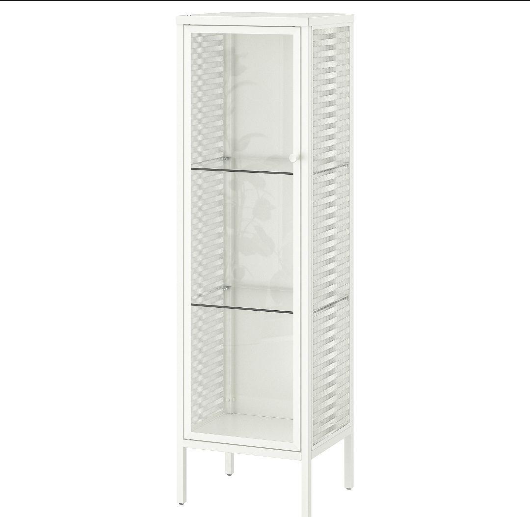 ＩＫＥＡ/イケア ガラス扉キャビネット34x30x116 cm ホワイト イケア（IKEA） BAGGEBO バッゲボー キャビネット ガラス扉, メタル