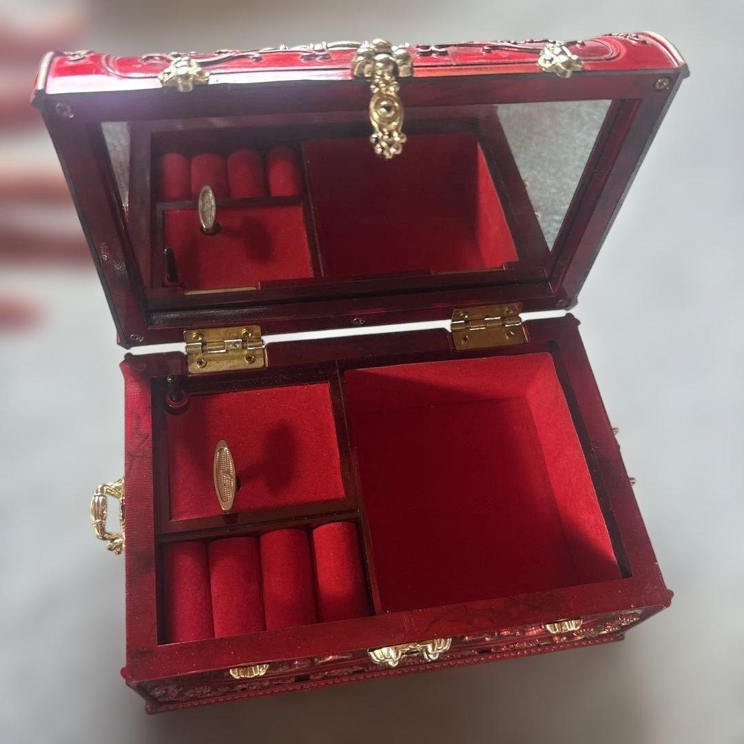 オルゴール付きジュエリーボックス アンティークゴシック ダークレッド