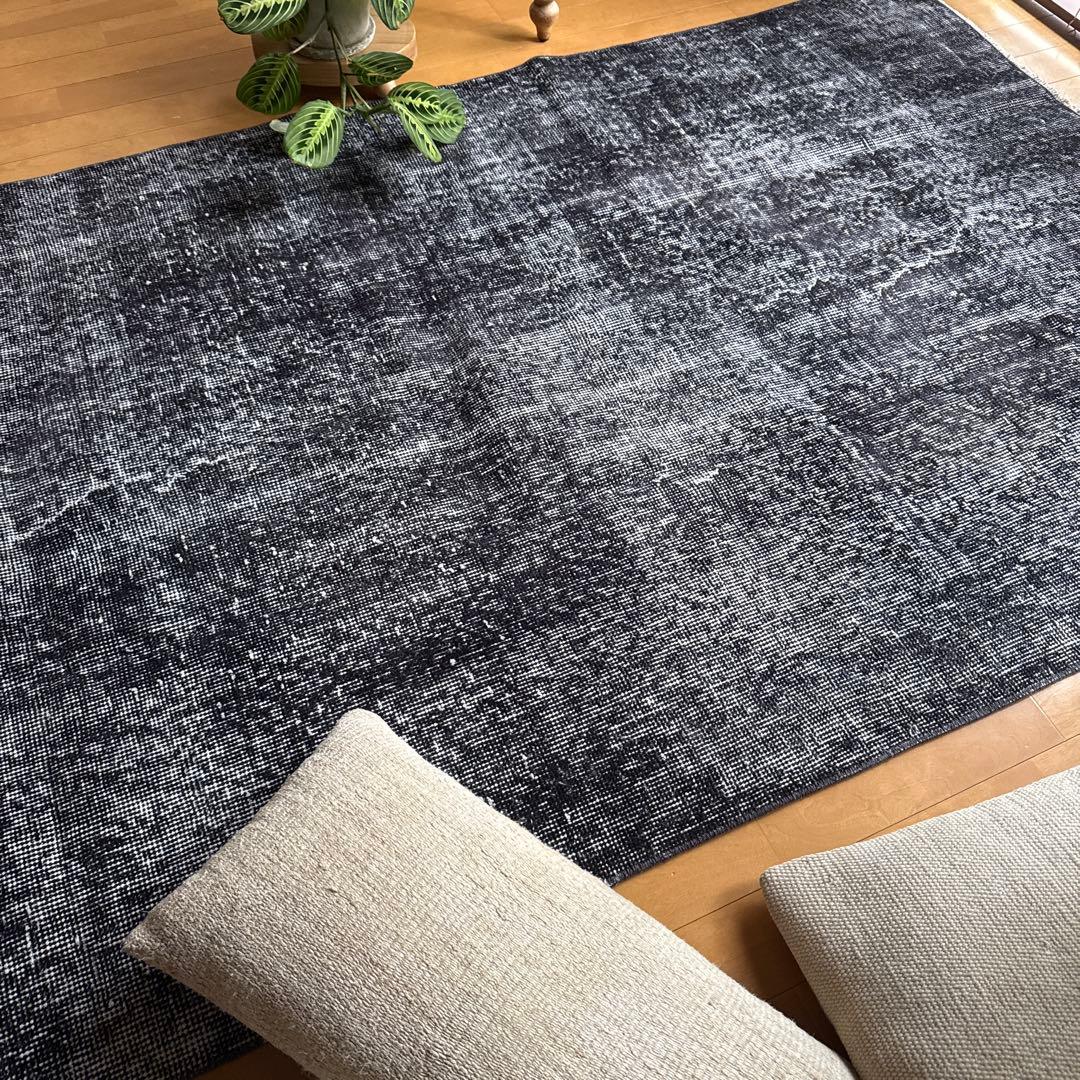 110×203 ブラックグレイオーバーダイ ワンカラー トルコヴィンテージ