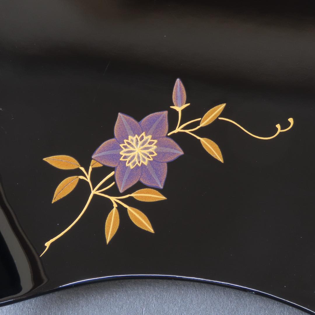 ⭕393 美品 高級輪島塗 漆工房謹製 本金蒔絵草花 絵変 銘々皿5客 煎茶