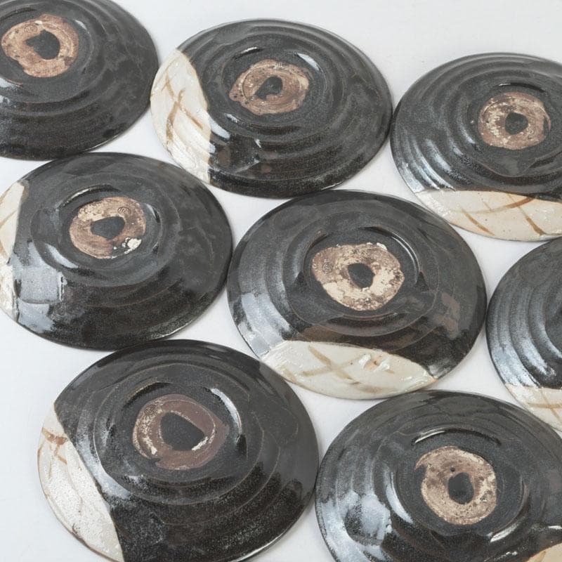 和食器 織部焼 竹里庵 葵窯 加藤春二作 草文皿 十客 共箱 V 9735