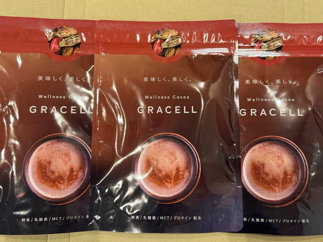 新品未開封　GRACELL ウェルネスココア 100g×3袋（24時間以内発送） グレイセル ココア 100g GRACELL ウェルネス ダイエット 3袋