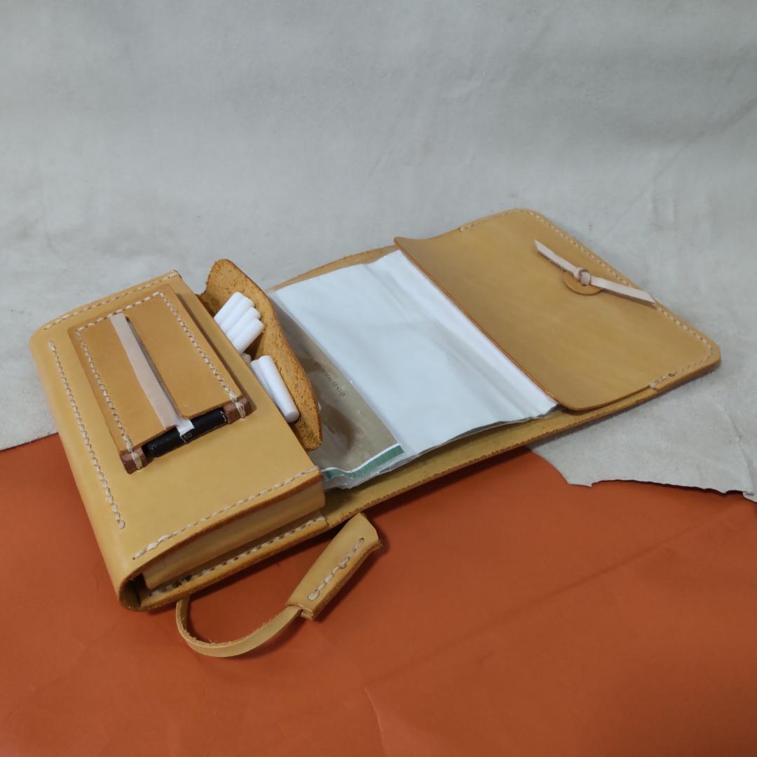 シャグポーチ三つ折り(イエローキャメル)コンチョ紐止め 国産牛革【R
