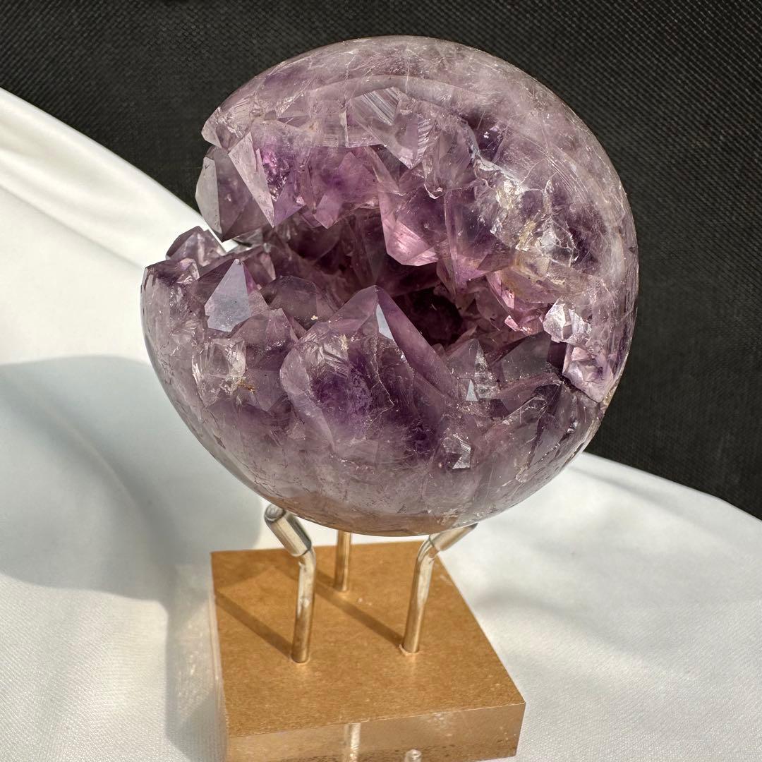 天然石アメジストの笑い口　置物　スフィア　D.79 ピンクアメジスト 笑い口 スフィア | 天然石・パワーストーンのお店