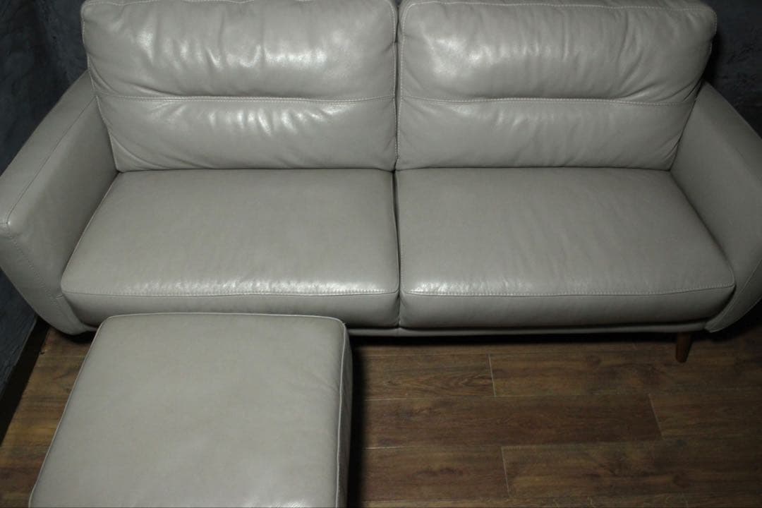 首都圏送無料〜IDC OTSUKA L/S 30万本革3人掛けソファ オットマン