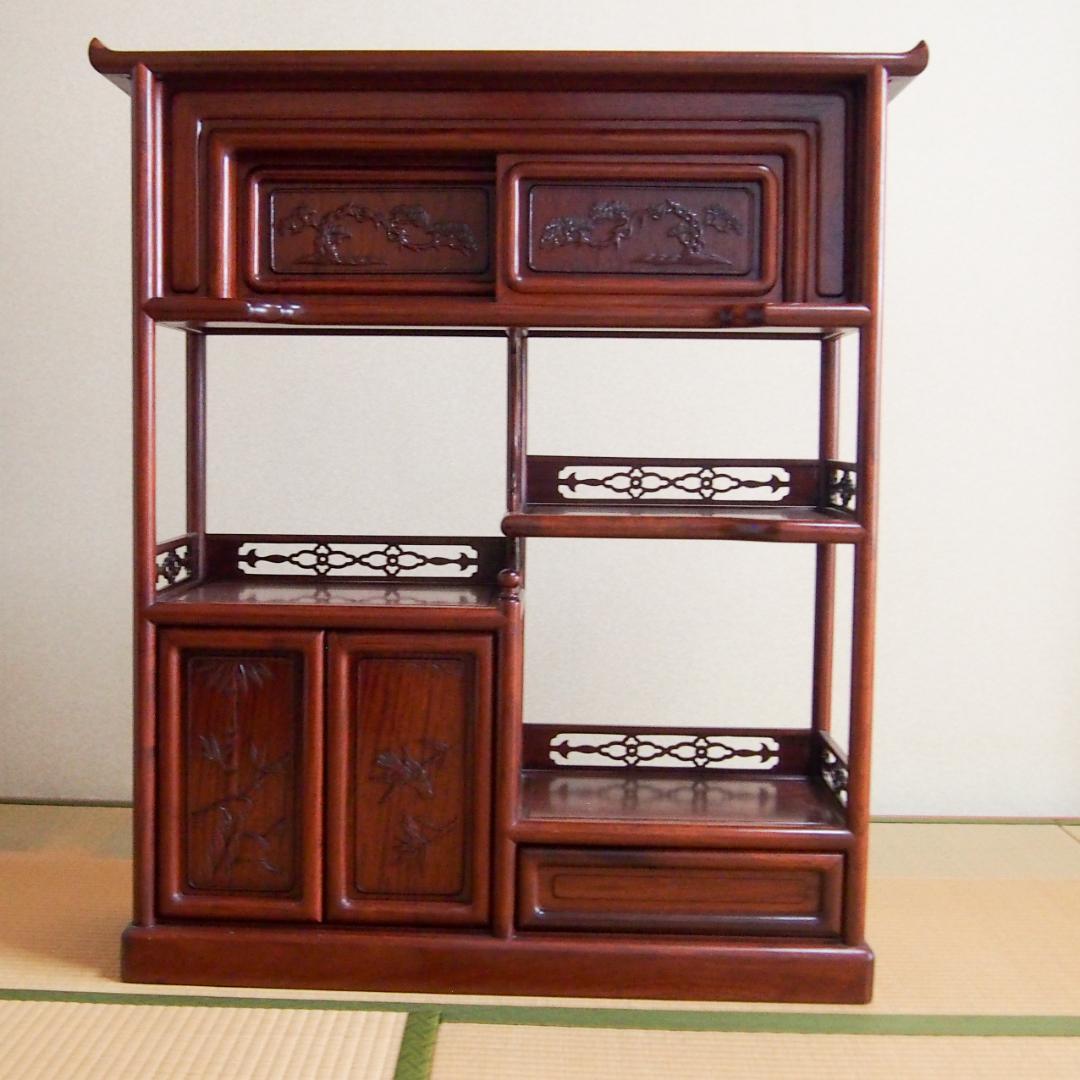 和風アンティーク 飾り棚 茶箪笥 茶箪笥 日本製 黒柿 大正昭和レトロ 民芸