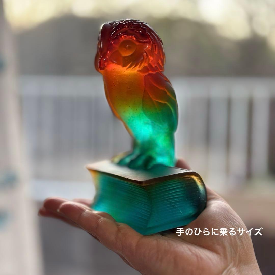 フクロウ 置物 クリスタルガラス ドームフランス オブジェ パートド
