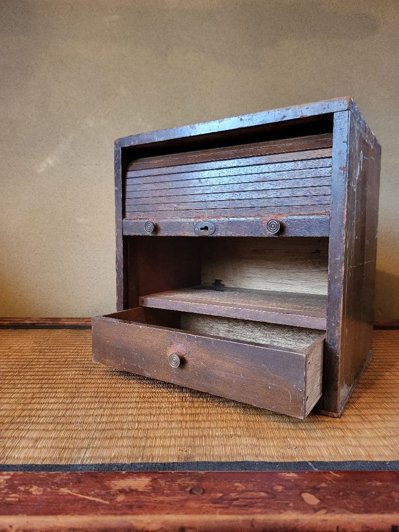 蛇腹 木製 収納 ボックス　引き出し付き　ヴィンテージ　アンティーク 蛇腹 木製 収納 ボックス 引き出し付き ヴィンテージ アンティーク