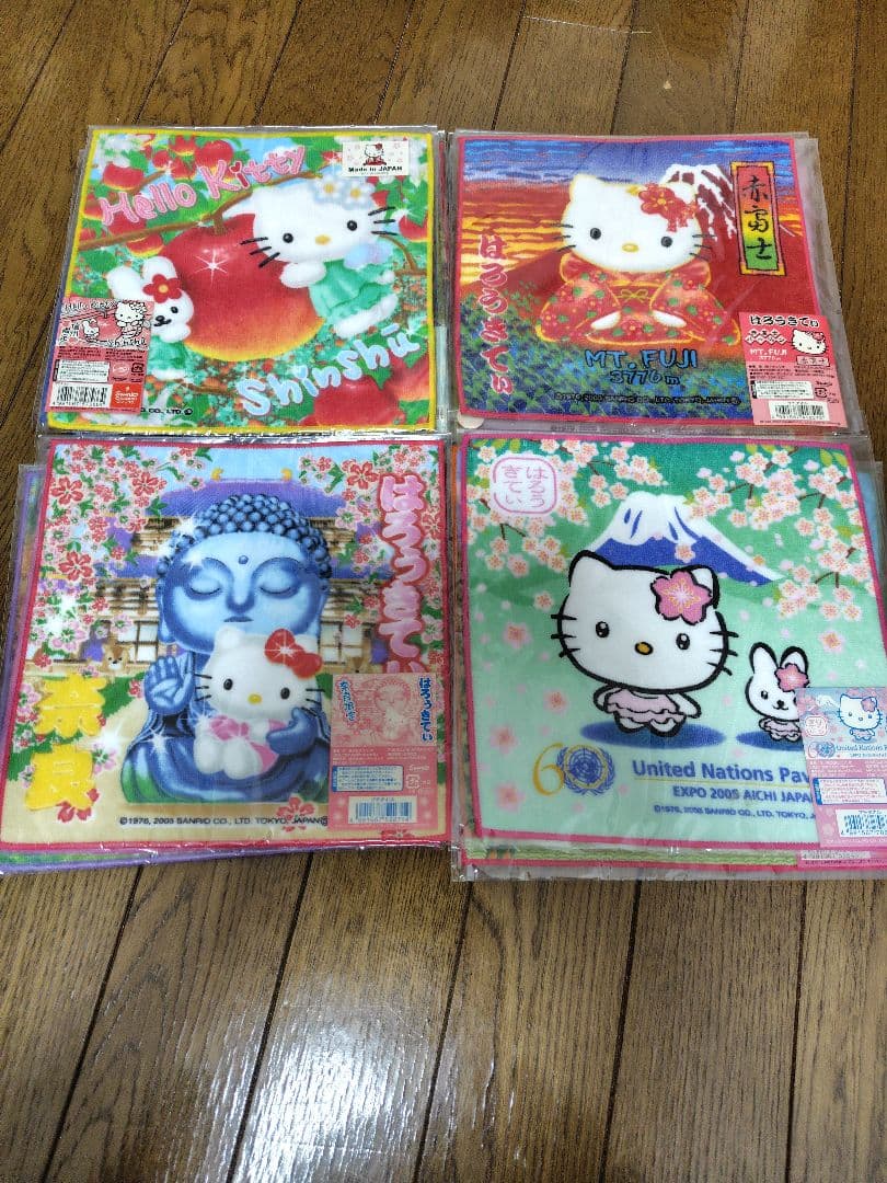 ハローキティ 日本の名所 ハンカチ　22枚 dショッピング |サンリオ ハローキティ 日焼け キティ 刺繍ハンド