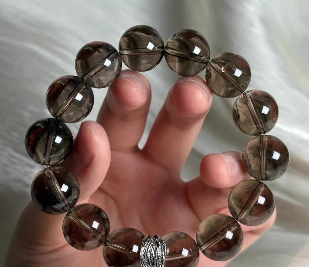 スモーキークォーツ ビーズブレスレット - メルカリ