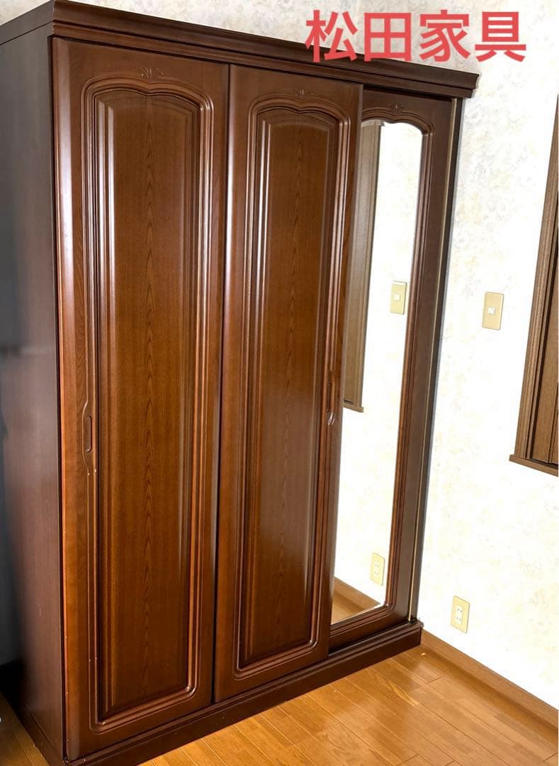 クローゼット 洋ダンス ミラー付き 収納ダンス スライド式 婚礼家具