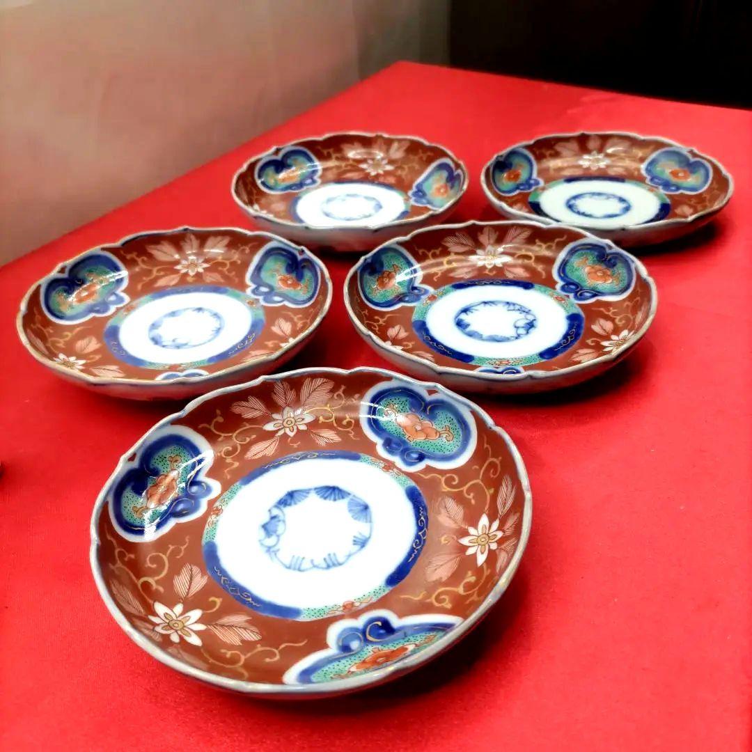 有田焼 伊万里焼 古伊万里 金彩 色絵 豆皿 小皿 4寸皿5客セット ①