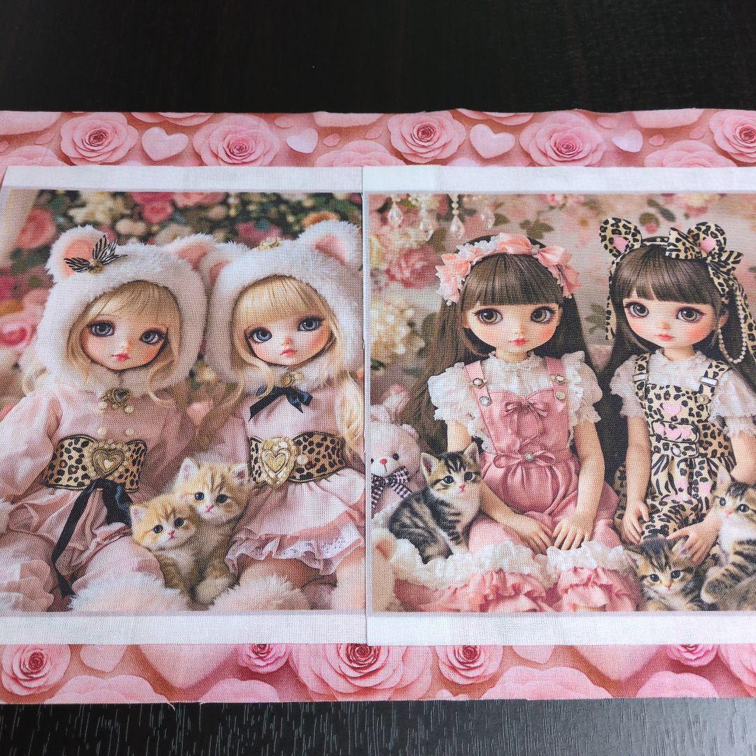 未使用 可愛い女の子パネル生地2枚＆薔薇柄生地です。 - メルカリ