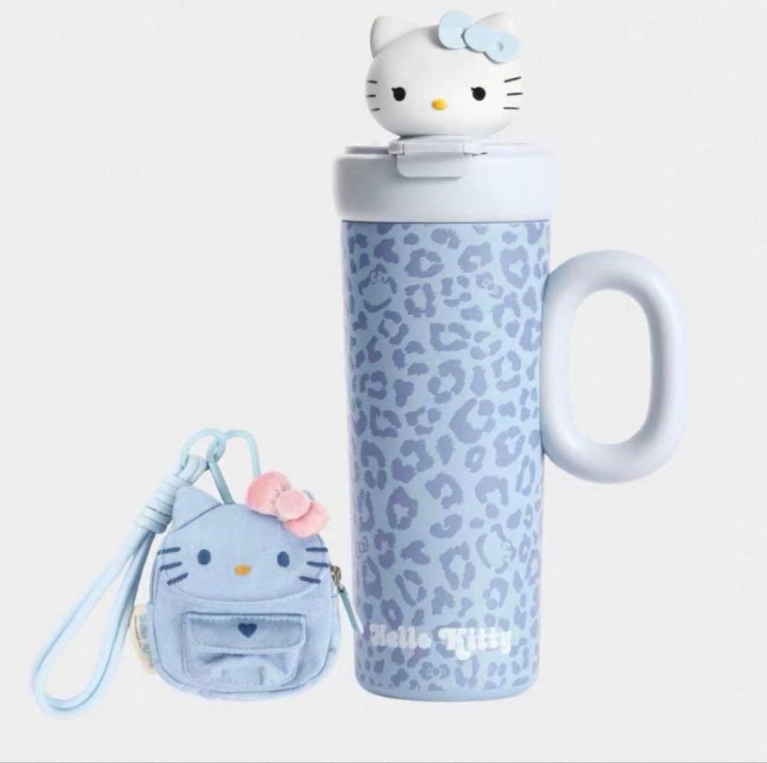 海外限定 ハローキティ Hello Kitty tbh マグボトル ブルー 中国限定 Hellokitty×tbh Sun Kissed 変色 ヒョウ柄 保温ボトル (Hello