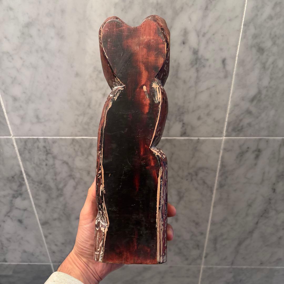 ヴィンテージ 雰囲気抜群の猫の一刀彫彫刻オブジェ - メルカリ