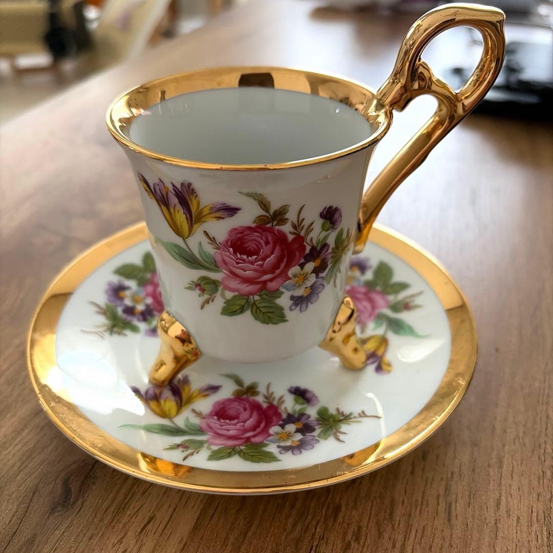 ビンテージ】大橋陶器 OHASHI CHINA 猫脚 デミタスカップ＆ソーサー