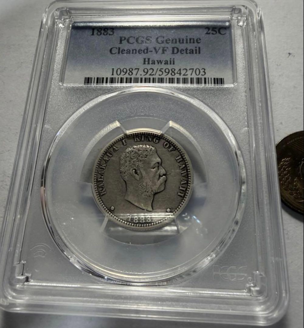招*@様 1883年 ハワイ カラカウア王 1/4D 銀貨 PCGS認定 - メルカリ