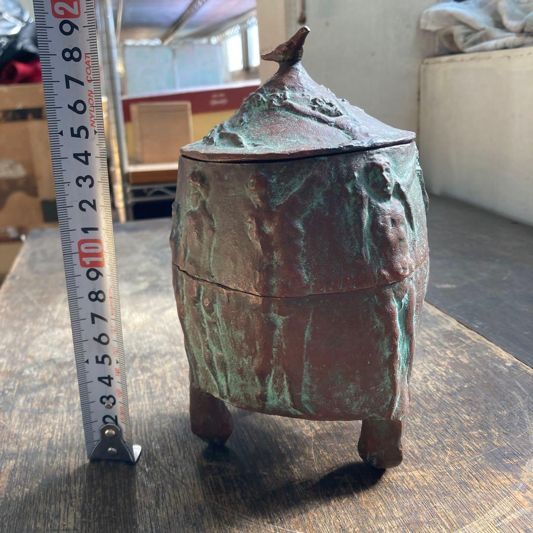 峯孝 造 「民族のお祭りのようなレリーフ」 灰皿？ 香炉？ ブロンズ 作家物